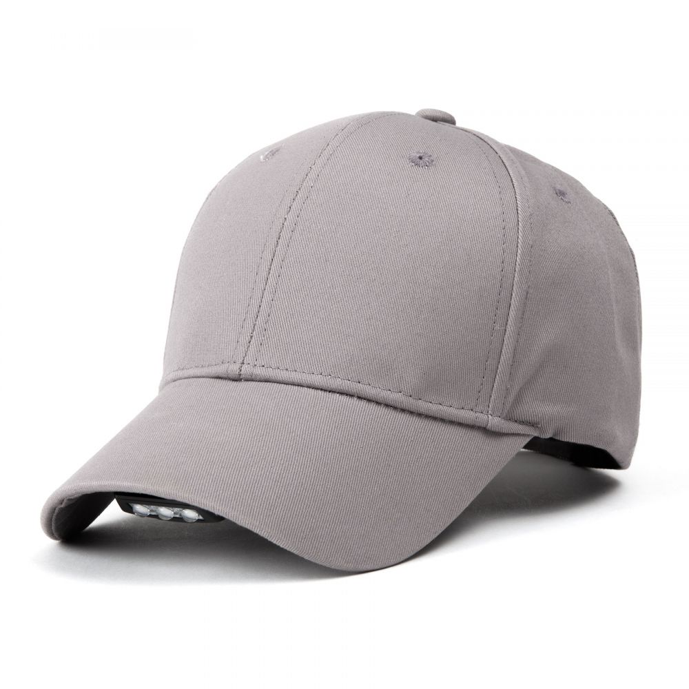 Czapka z latarką HunterLight Apollo Szara z daszkiem strapback z LED USB C