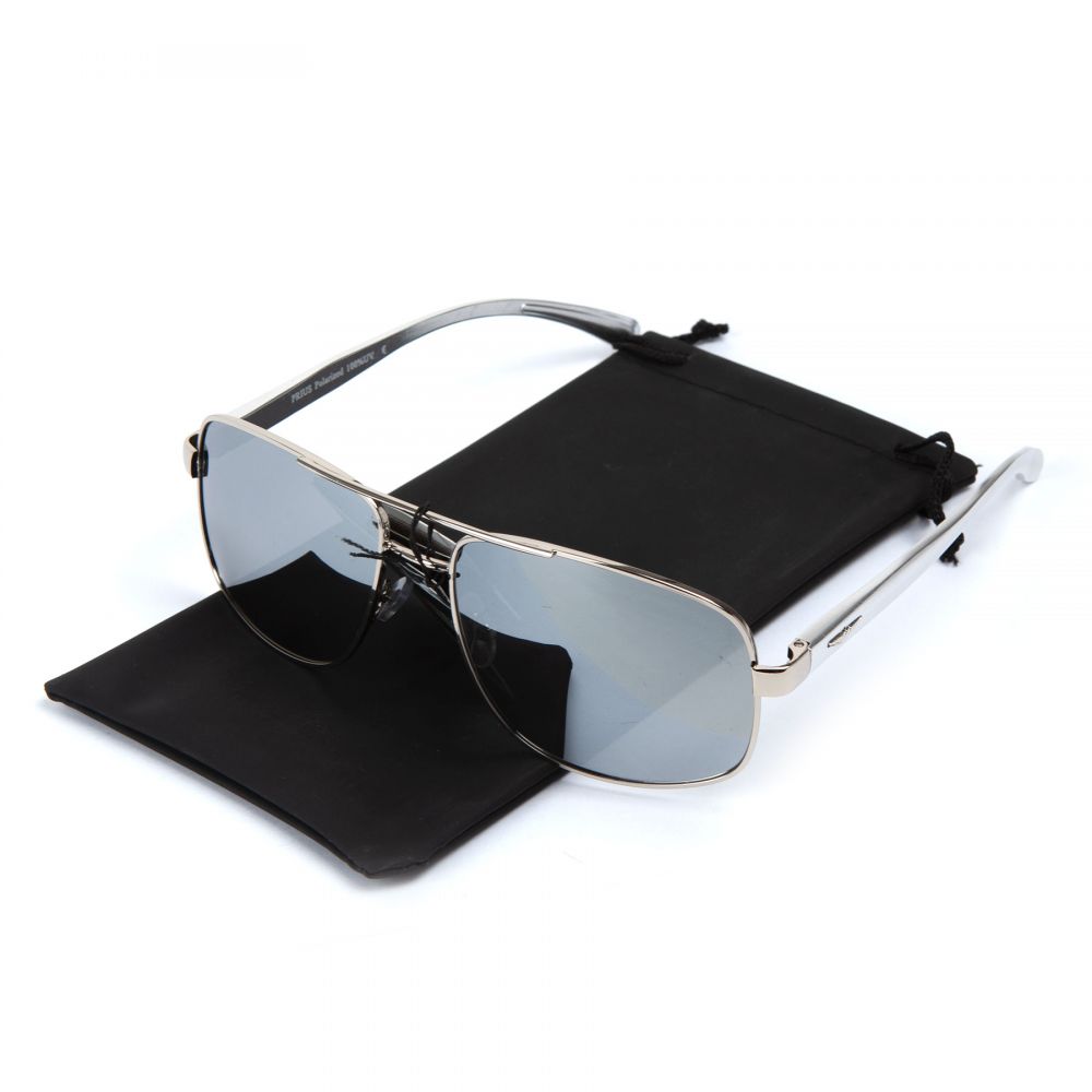 Okulary przeciwsłoneczne Polaryzacyjne UV Pilotki lustrzane srebrne PRM-V01 C3