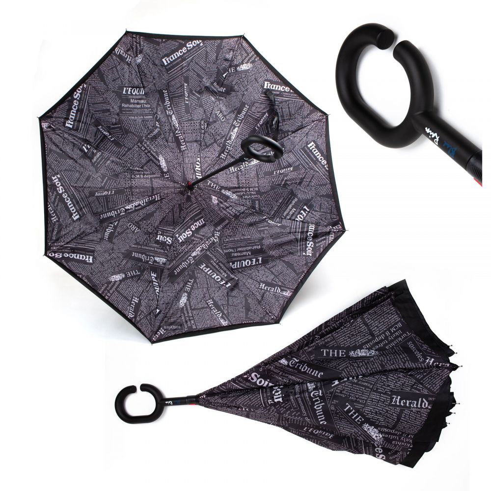 Parasol odwrotny Blue Rain czarny paper na desz i słońce 100cm