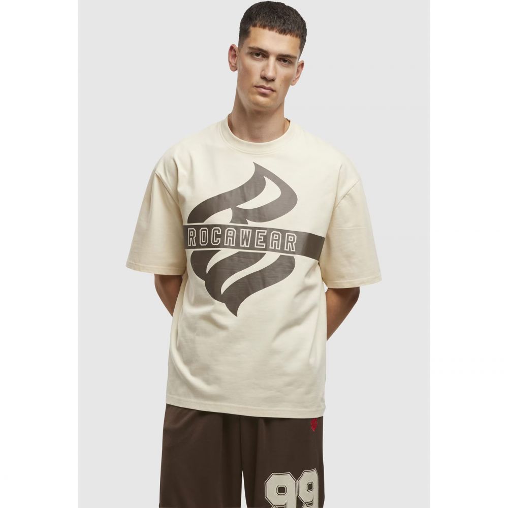 Koszulka męska z dłuższym rękawem Rocawear Pro BEŻOWA z logo